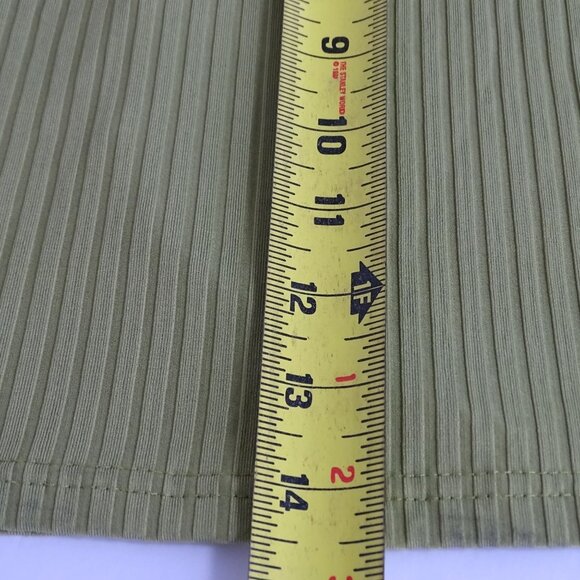 Shein Curve 2-Tone Green Cream Ribbed Crop Tank Top Women Size 0XL 12 Sleeveless - Picture 4 of 7